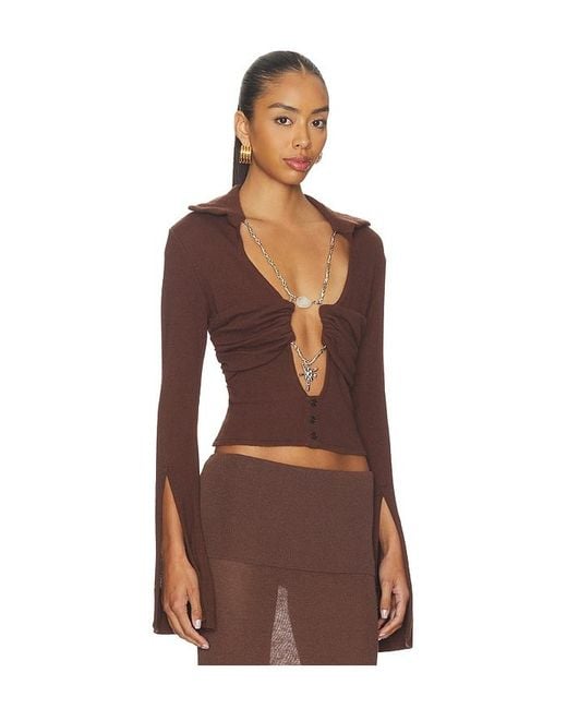 DI PETSA Brown La Davina Knit Long Sleeve Top