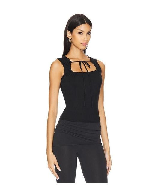 geel Black Modal Drawstring Neck Top