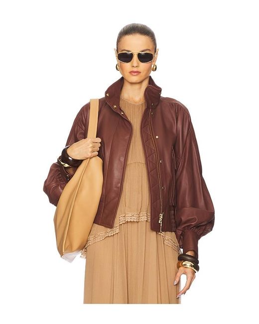 Zimmermann レザーバイカージャケット Brown