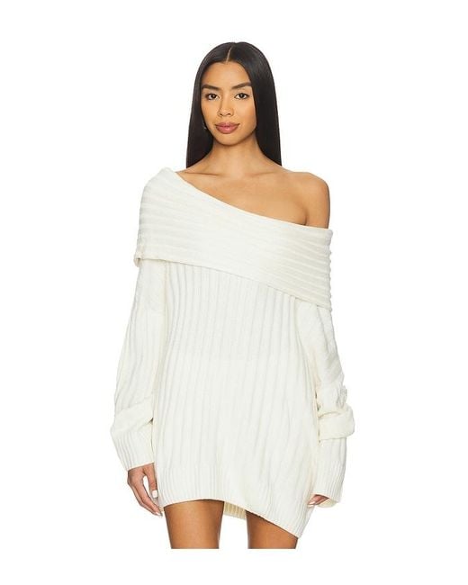 WeWoreWhat White Oversized Off Shoulder Sweater