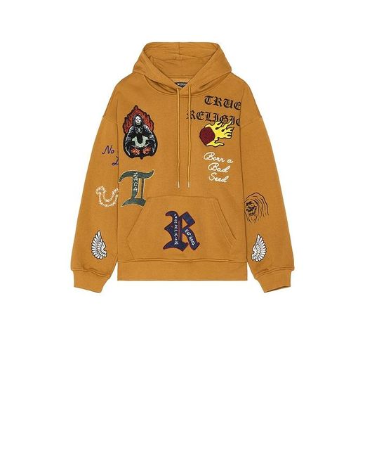True Religion Orange Patch Embro Hoodie for men
