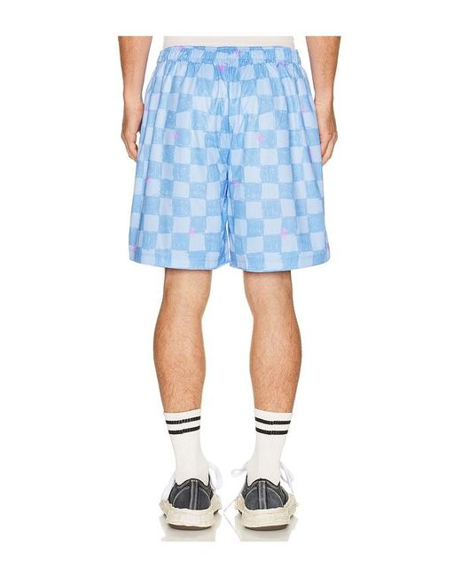 NAHMIAS Blue Scribble Check Soccer Short for men