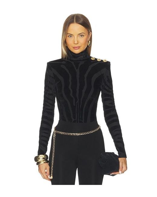 Balmain Black Buttoned Bouclette Zebra Top