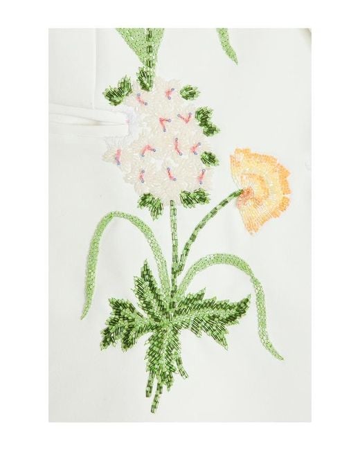 La Fuori White Summer Bloom Embellished Jacket