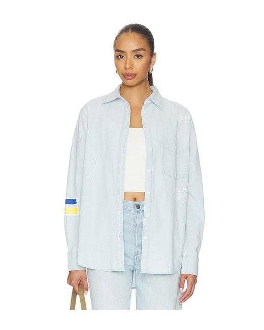 DANNIJOPRO White The Doodle Sports Oxford Top