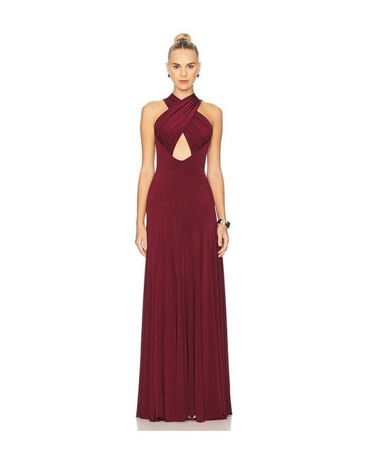 Ceren Ocak Red Draped Jersey Dress