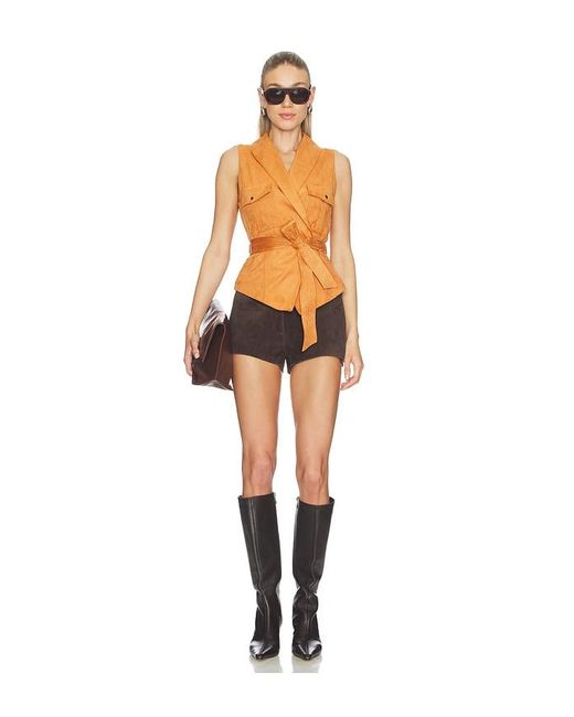 MORE TO COME Orange Aaliyah Faux Suede Vest