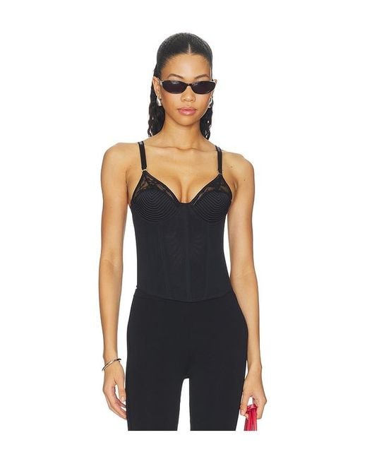 Fleur du Mal Black Topstitch Bebe Bra Bustier Top