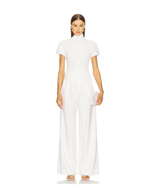 Cult Gaia White Annemie Knit Top