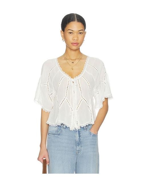Free People White Michelle Blouse