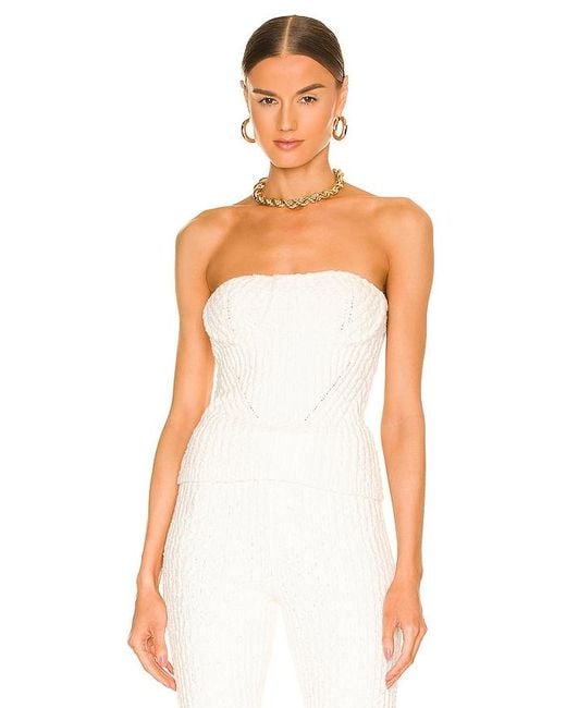 Nbd White Tara Boucle Knit Bustier Tube Top