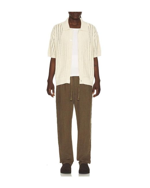 Faherty Brand Brown Linen Drawstring Pants for men