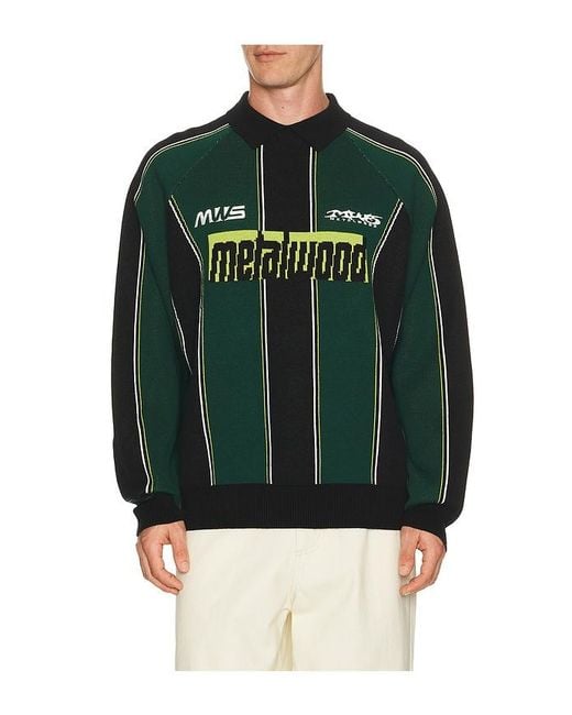 METALWOOD STUDIO Green Knit Football Top for men
