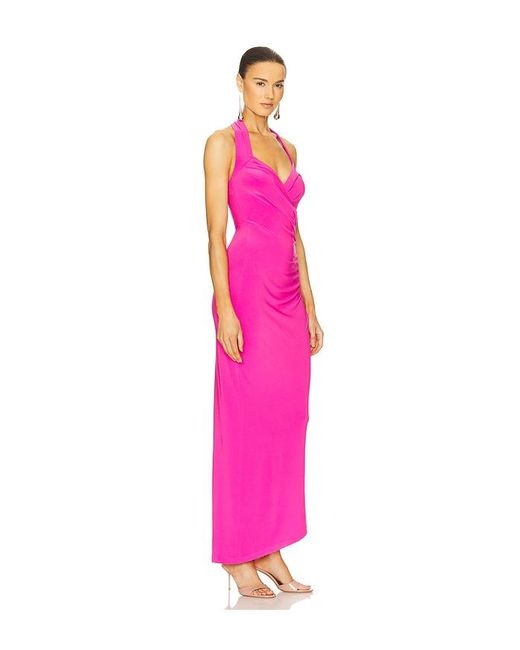 Norma Kamali Pink X Revolve Halter Sweetheart Side Drape Gown