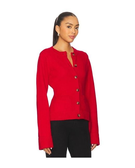 GOOD AMERICAN Red Button Front Knit Cardigan
