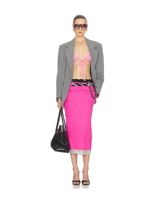 The Attico Pink Low Rise Midi Skirt
