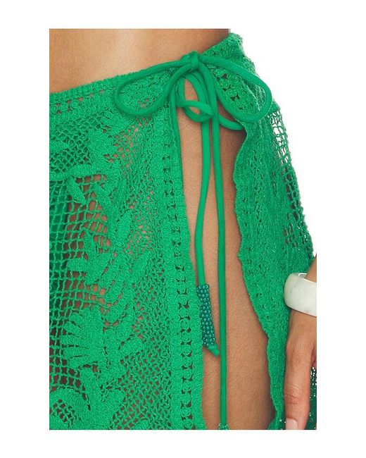 Farm Rio Green Embroidery Mini Skirt