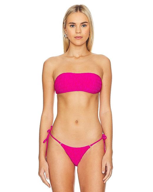 Frankie's Bikinis Pink Rosabella Satin Top