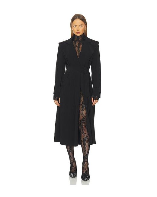 Norma Kamali Black Oversized Double Breasted Trench