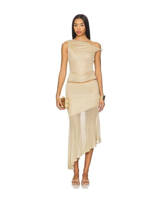 Runaway the Label Natural Elaine Flounce Midi Skirt