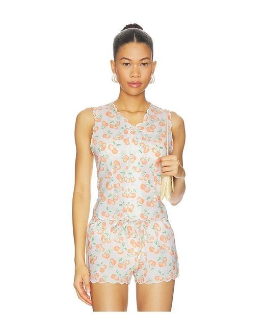 Montce White X Elsa Hosk Scalloped Vest Top