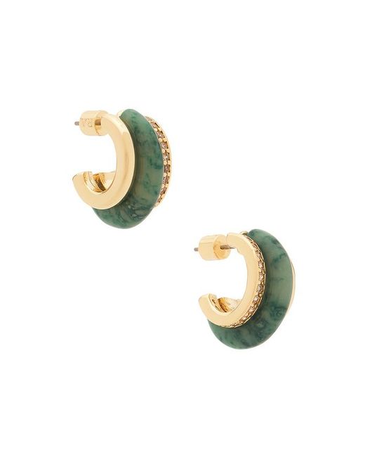 Roxanne Assoulin Green Semi Stone Clear Combo Chubby Hoop Earrings