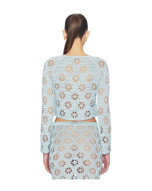 Calle Del Mar Blue Floral Crochet Cardigan