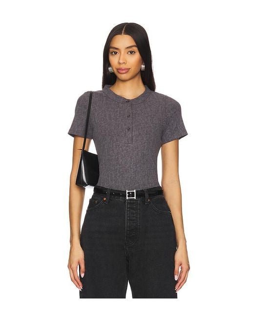 LNA Black Henley-Shirt Mit Rippstruktur Xander