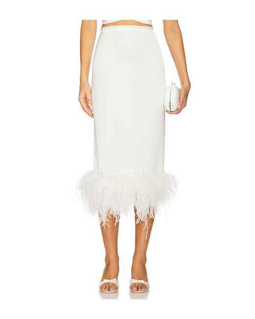 Milkwhite White X Revolve Midi Skirt With Feathers