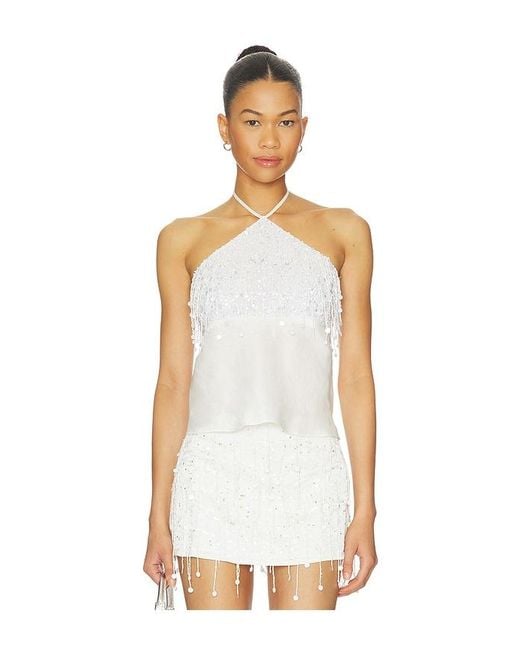 Asta Resort White Rosanna Hand Beaded Camisole