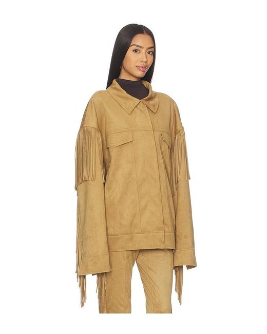 Norma Kamali Yellow Fringe Oversized Jean Jacket