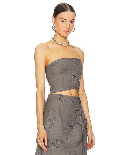 ROKH Gray Button Detailed Tube Top