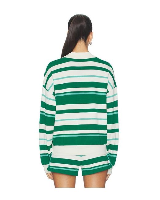 P.E Nation Green Retreat Stripe Collar Knit Pullover