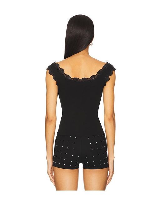 LNA Black Cassidy Lace Ribbed Tank
