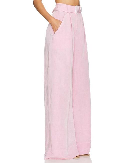 Matthew Bruch Pink Wide Leg Pleated Pant