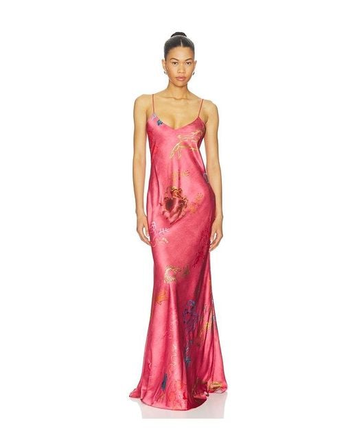 Alejandra Alonso Rojas Red Bias Slip Gown