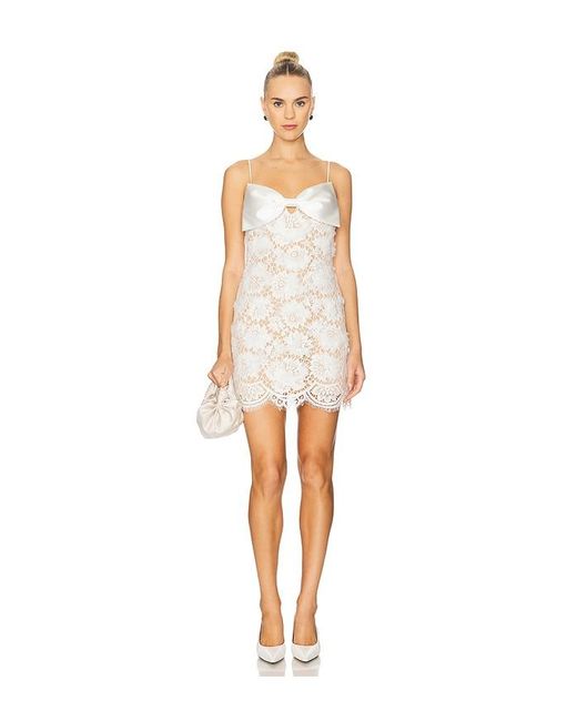 Self-Portrait White Lace Bow Mini Dress