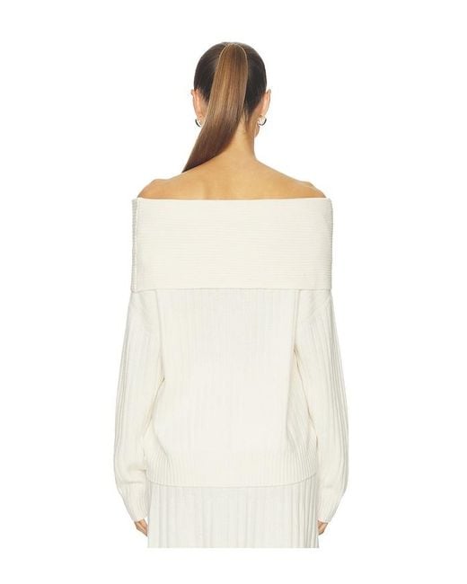 NAADAM White Premium Cashmino Ribbed Draped Top