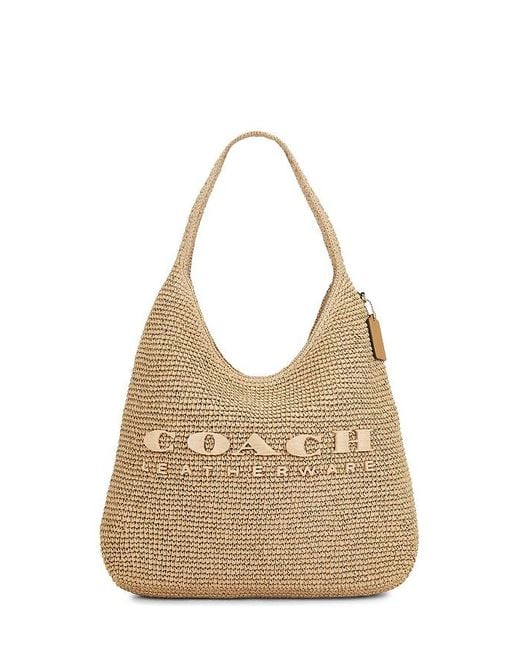 COACH Straw Brooklyn Shoulder 39 バッグ Natural