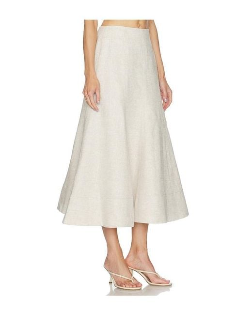 Camila Coelho Natural Malena Linen Midi Skirt