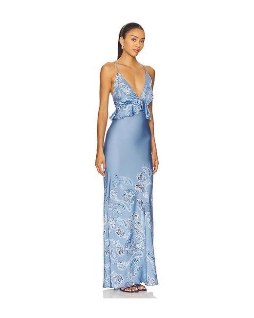 Rococo Sand Cross Back Peplum Maxi Dress in Blue | Lyst