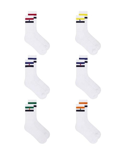 Polo Ralph Lauren White Core Stripes Crew Socks 6-Pack for men