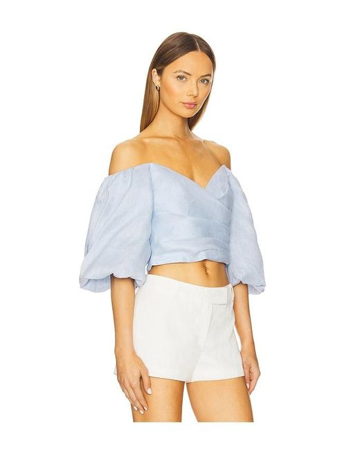 Bardot Blue Eva Linen Top