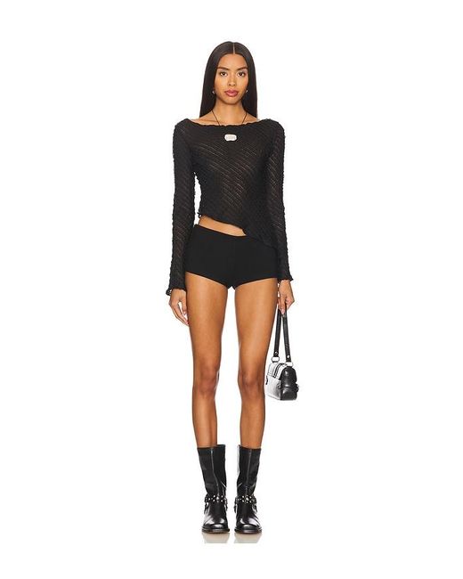 superdown Black Fringe Trim Lace Top