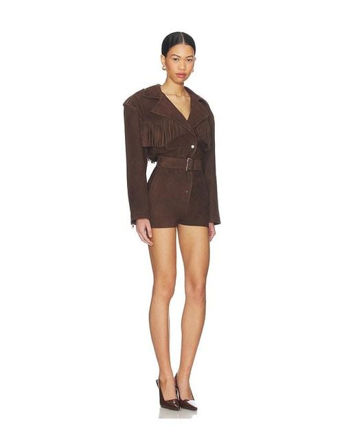 Lamarque Multicolor Scotty Fringed Suede Romper