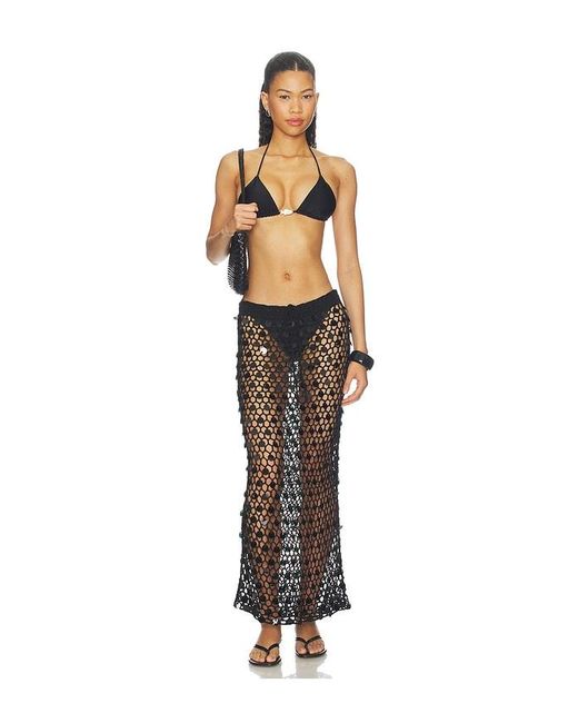 superdown Black Dinah Crochet Maxi Skirt