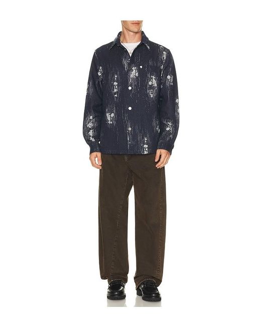 Scotch & Soda Blue Jacquard Relaxed Fit Overshirt for men