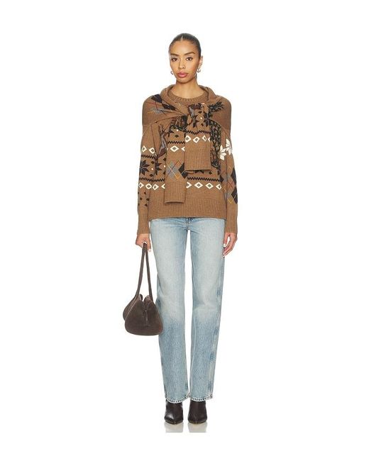 Monse Brown Fair Isle Crewneck Sweater With Scarf