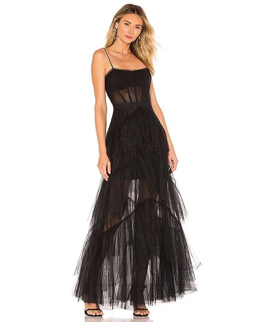BCBGMAXAZRIA Black Corset Tulle Gown