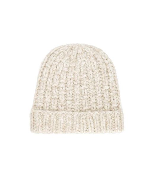 Helsa White Joanie Hand Knit Beanie